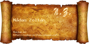 Nádas Zoltán névjegykártya